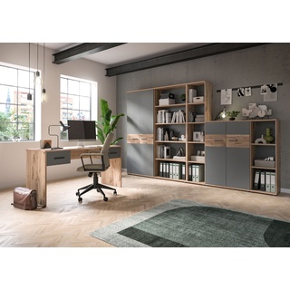 Büromöbel-Set MASON2 6-teilig in Nox Eiche und Basalt grau