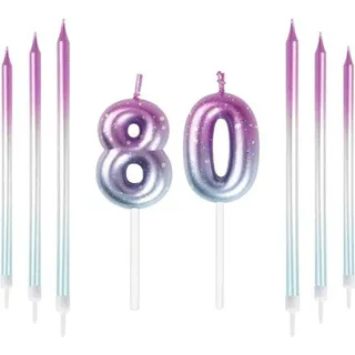 Famanu Geburtstagskerzen Set 80. Geburtstag - Bunt