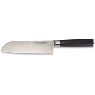Echtwerk Damaszener Santokumesser 18 cm Schwarz/Silber