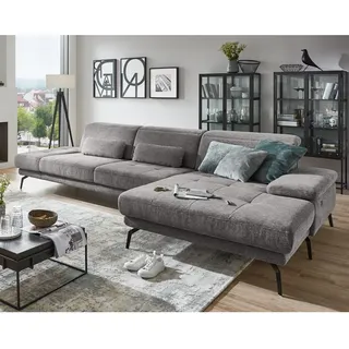Ecksofa Couch rechts MP-IN20126 Cord Famosa grey mit Sitztiefenverstellung