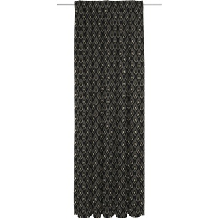 Vorhang ADAM "Feathers" Gardinen Gr. 175 cm, Multifunktionsband, 142 cm, schwarz-weiß (weiß, schwarz) Gardinen nach Räumen nachhaltig aus Bio-Baumwolle
