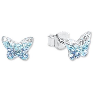 Amor Paar Ohrstecker Schmetterling, 9540761, mit Preciosa Crystal blau|silberfarben