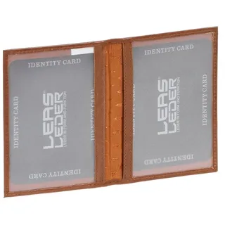 LEAS Ausweismappe- & -hülle mit 2 Sichtfenstern Echt-Leder, Cognac Card-Collection