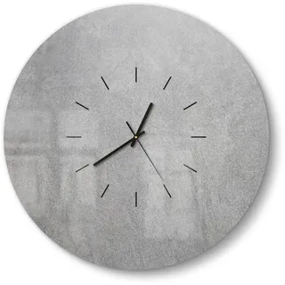 DEQORI Glasuhr | rund Ø 50 cm | Motiv Verputzte Steinmauer | große XXL Design Uhr aus Glas | leise Wanduhr für Wohnzimmer & Küche | moderne Hingucker Uhr für die Wand
