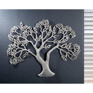 GILDE Wanddekoobjekt Wandrelief Baum, silber (1 St), Wanddeko, aus Metall, dekorativ im Esszimmer & Wohnzimmer silberfarben