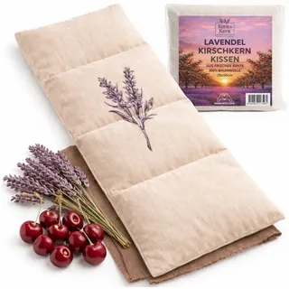 korn & kern manufaktur Kirschkernkissen mit Lavendel groß 20 x 50 cm Weiß