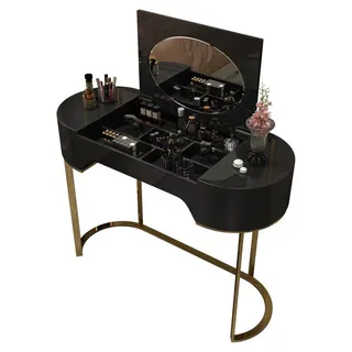 Xlmoebel Schminktisch Beiger Kosmetiktisch aus Holz mit elegantem Design (2tlg Schlafzimmer Set (Schminktisch + Spiegel), Hergestellt in Europa beige