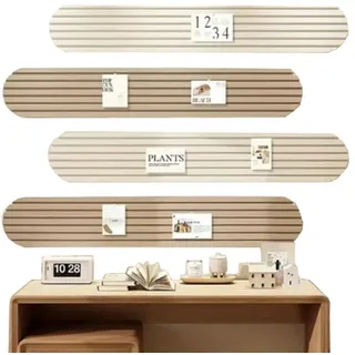 Minicloss Pinnwand 4er Pinnwand Streifen aus Filz mit Reißzwecken und Klettverschlus, (4-tlg), Selbstklebende Wanddekoration für Notizen, Fotos, Zeitpläne,Postkarten beige