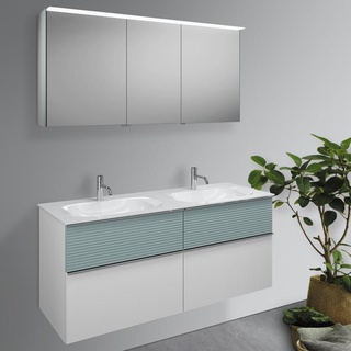 Burgbad Fiumo Badmöbel-Set Doppelwaschtisch mit Waschtischunterschrank und Spiegelschrank, SGGT142LF3956FOT55C0001G0146