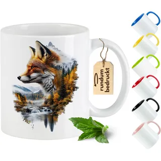 GRAZDesign Tasse Fuchs Wildlife - Tier-Tasse für Erwachsene – Kaffeebecher Geschenk für Tierliebhaber - Schwarz