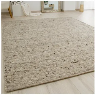 Steffensmeier Wollteppich Birgsau, Rechteckig, Handwebteppich, Handweb Teppich, reine Schurwolle bunt|grau 70 cm x 140 cm