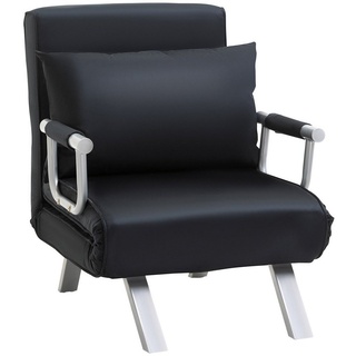 HOMCOM Sessel Schlafsessel mit Armlehne 2-in-1 Gästebett (Klappbett, 1-St., Schlafsofa), verstellbare Rückenlehne schwarz