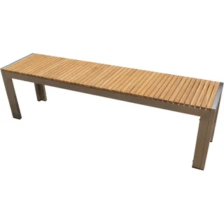 OUTFLEXX Bank aus Edelstahl/Teakholz, 160x38x45cm, FSC®-zertifiziertes Produkt