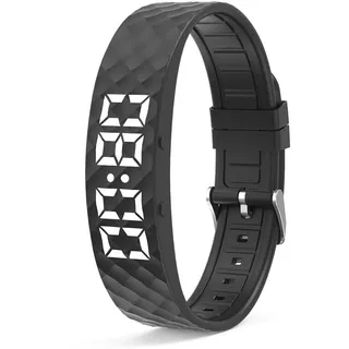 SGZIOO Vibrationswecker Armband, Wecker Armband Vibration, Vibrationsarmband Wecker mit 8 Alarme, Leise Aufwachen,Schlafüberwachung,Trinkerinnerung, für Tiefschläfer (Schwarz)