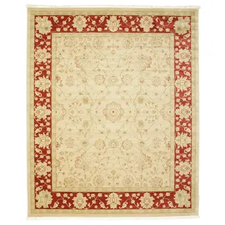 RugVista Farahan Ziegler, Teppich, Orientalische, 250 x 300 cm, Rechteckig, Niedriger Stapel, Wohnzimmer, Esszimmer, Schlafzimmer, Nur chemische Reinigung, Oeko_tex_100, Beige/Rot