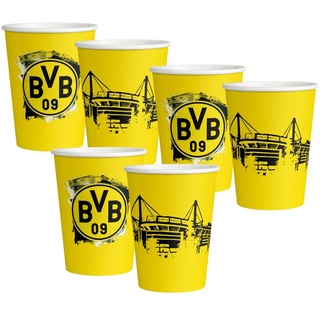 Amscan Spiel, Party-Dekoration BVB Dortmund - Pappbecher (6 Stück, 500ml) gelb