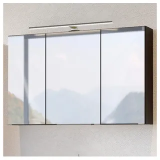 Lomadox Spiegelschrank ARLON-03 Badmöbel mit LED 100 cm graphit BxHxT 100x64x20 cm grau|schwarz