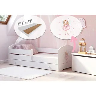 Kids Collective Kinderbett mit Prinzessin Motiv 70 x 140 cm Holz lackiert weiß