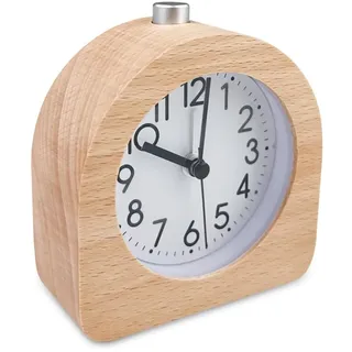 Batteriebetriebener Analoger Wecker, Geräuschlos, Kein Ticken, Retro-holzdesign, Leuchtender Reisewecker, Klassischer Analoger Wecker Mit Schlummerfunktion