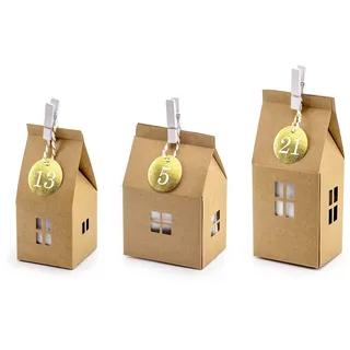 Partydeco Adventskalender zum Befüllen Häuser 24 teilig