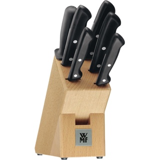 WMF Messerset Messerblock mit 5 Messer 7tlg bestückt Classic Line Küchenmesser, Messerblock, Braun, Schwarz, Silber