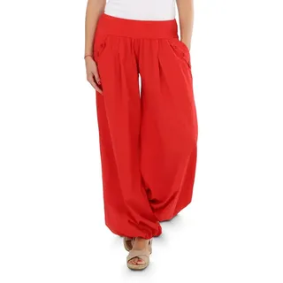 malito more than fashion Haremshose malito Damen Pumphose mit Zierknöpfen 23245P Sommer Aladinhose Freizeithose locker & lässig Einheitsgröße rot 34 - 40