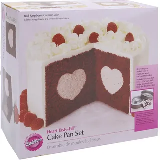 Wilton Heart Tasty-Fill Cake Pan Set Kitchen Tools, Plastic, Silber, 2-Einheiten