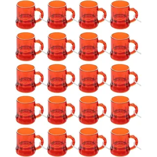 Carlso 20er-Set Schnapsgläser zum Umhängen mit Henkel, Shotgläser für Partys, bunte Likörgläser, Aperitif-Gläser, Dessertgläser, vielseitig einsetzbar (Rot)