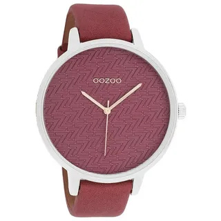 Oozoo Modische Damenuhr mit Lederband Quarz 45 MM Weinrot/Weinrot C10408