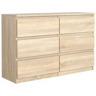 meble masztalerz Kommode 100 cm Breit mit 6 Schubladen - Modernes Sideboard - Schrank mit Schubladen - Schubladenschrank - Kommodenschrank - Möbel für Wohnzimmer, Flur- Sonoma 100x39,78,5 cm