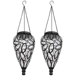 GLOBO Solarleuchte Metall, Kunststoff 13,5x50 cm 2er Set schwarz