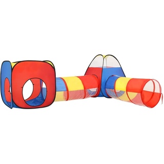 vidaXL Kinder Spielzelt Bällebad Kinderzelt Babyzelt Spielhaus Zelt mit Tunnel Tragetasche 3-in-1 Design für Indoor Outdoor Mehrfarbig 190x264x90cm