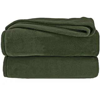 Wohndecke Premium Super Soft Flanell Kuscheldecke Sofadecke, heimtexland, super weich und flauschig, Allergiker geeignet, atmungsaktiv grün 130 cm x 170 cm