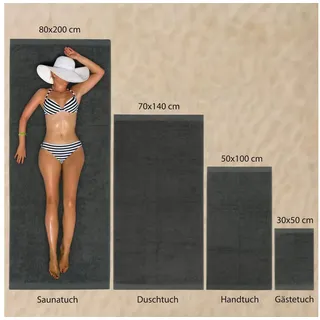 Hausfelder Handtücher Premium Handtuch Set (Anthrazit, 4 Handtücher 50x100cm), (Set, 4-St), Mit Aufhängeschlaufen, 100% Baumwolle, weich, saugfähig, Uni-Farben grau