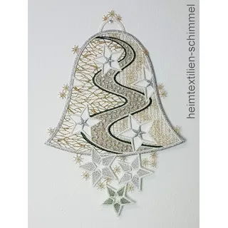 PLAUENER SPITZE ® Fensterbild WEIHNACHTSGLOCKE Sterne WINTER Glocke WEIHNACHTEN