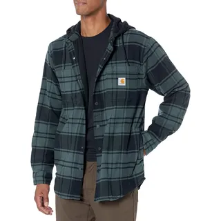 CARHARTT Flannel-Fleece, Kapuzen-Hemd/Jacke - Grau/Dunkelgrau (Elm) - XL