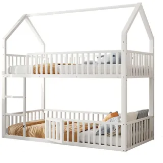 Kinder-Etagenbett,Metall-Doppelbett,Kinder-Familienbett,Etagenbett mit Treppe,Loft-Design,Unteres Bett mit kleiner Tür zum Öffnen und Schließen