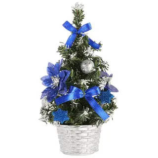 Youning Weihnachtsbaum Geschmückt Weihnachtsbaum Klein Geschmückt Weihnachtsdeko Mini Geschmückter Weihnachtsbaum Künstlich Kleiner Weihnachtsbaum Tisch Tannenbaum für Weihnachten Deko (20cm/Blau)