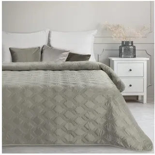 Eurofirany Tagesdecke SOFIA/5, Doppelseitige Decke mit gestepptem Muster für Doppelbett & Sofa grau|silberfarben 220 cm x 240 cm