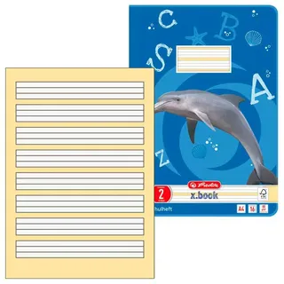 Herlitz Schulhefte Delfin x.book Lineatur 2 liniert DIN A4 ohne Rand, 16 Blatt, 1 St.