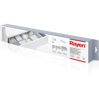 Rayen - Faltbarer Schubladen-Organizer bestehend aus 6 Kleiderboxen in verschiedenen Größen, 2 Boxen 14 x 14 x 10 cm, 2 Boxen 14 x 28 x 10 und 2 Boxen 28 x 28 x 10 cm, hellgrau