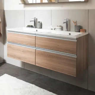 SCHÖNER WOHNEN-Kollektion Stockholm Mineralguss-Doppelwaschtisch mit Unterschrank 120 cm, Badmöbel,