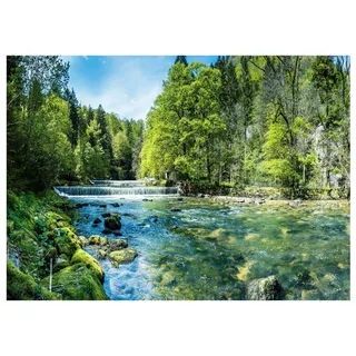 WallArena - Vlies Fototapete Landschaft 300x210 cm - Fototapeten - Tapeten - für Wohnzimmer Schlafzimmer - Vliestapete Wandtapete Tapete 3D Effekt- inkl. Kleister - Wald See Natur