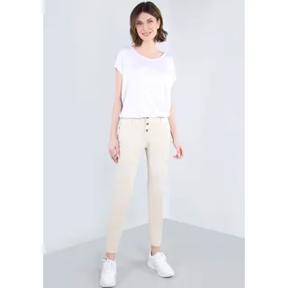 5-Pocket-Jeans PLEASE JEANS "P78A" Gr. L (40), N-Gr, weiß (chalk) Damen Jeans Röhrenjeans Crinkle Optik