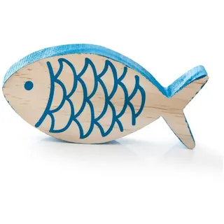 Logbuch-Verlag Dekofigur Deko Fisch zum Hinstellen aus Holz 10,5 x 5 x 1,5 cm natur blau -