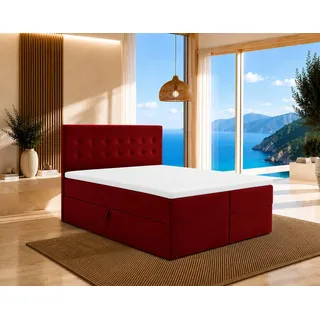 Best For Home Boxspringbett S-Deluxe 200 x 200 cm Rot
