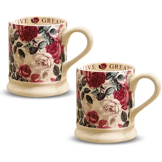 MIATTCLD Kaffeetassen 2er Set Porzellan Kaffeebecher Blume Schmetterling Design Vintage Teetasse mit Griff für Cappuccino, Kaffee, Tee, Büro Geschenk Becher Set, 380ml (Rose)