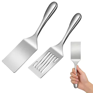 YRUHAN 2 Stück Pfannenwender, Multifunktionaler Spatula, Hochwertiger Pfannenwender Edelstahl, Robust und Langlebig, Bequem zu Halten, Leicht zu Reinigen, Geeignet für Pfannkuchen, Eier
