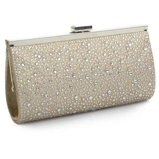 White Lady Clutch Valentina Zirkonia - Glitter-Strass Braut Clutch goldfarben