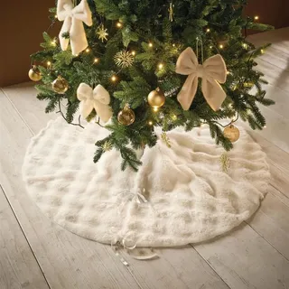 Christbaumdecke "White" aus Kunstfell in weiß, Ø 90 cm, Weihnachtsbaumdecke rund, Baumdecke, Weihnachtsbaum-Rock, Tannenbaum-Decke - Weiß